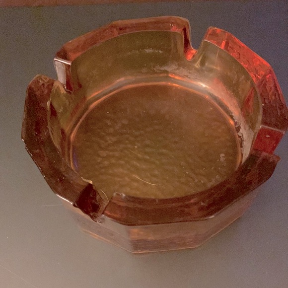 Heavy Vintage Amber Glass Ashtray - Picture 1 of 4